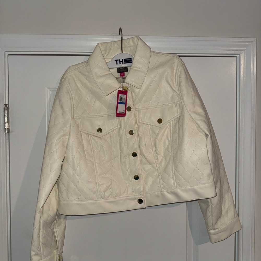 Vince Camuto Cream Quilted Jean Jacket